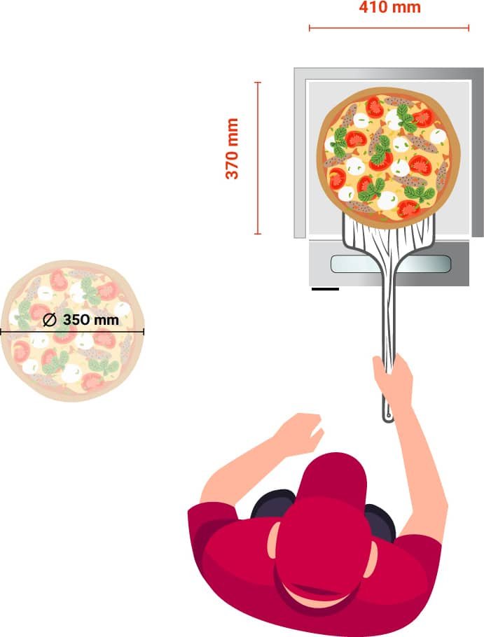 Φούρνος πίτσας μίας θύρας 2xØ330mm, έως 450˚C B2 Redfox - Image 2