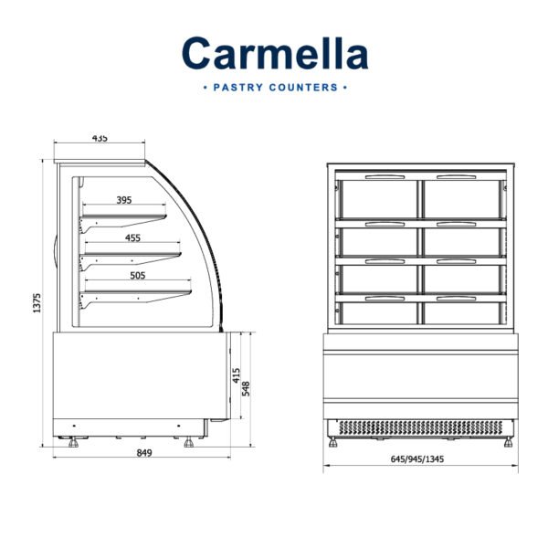 Θερμή βιτρίνα C-1 CL 90/GR Carmella GR με 3 ρυθμιζόμενα ράφια JUKA - Image 2