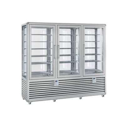 Τριπλή όρθια βιτρίνα παγωτού σειρά GL Curve (-15/-25) CGL-1300S/S/S Silfer
