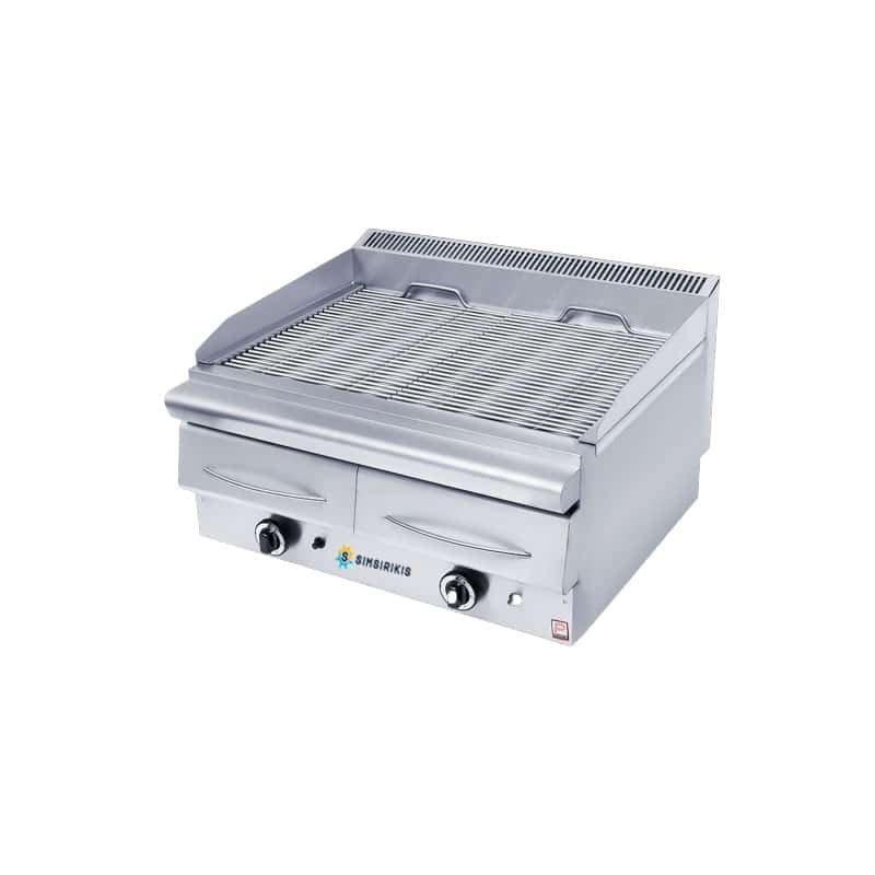 Γκριλ αερίου χαμηλής πίεσης διπλό με συρτάρι νερού 2 ζωνών GS-2-2000 ΣΕΙΡΑ 60 Panaritis