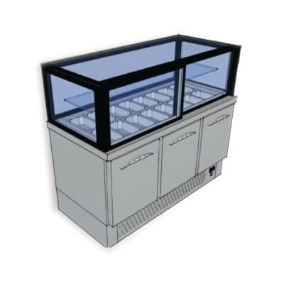 Ψυγείο βιτρίνα σαλατών με ίσια κολλητά βαμμένα διπλά τζάμια Inox-Production