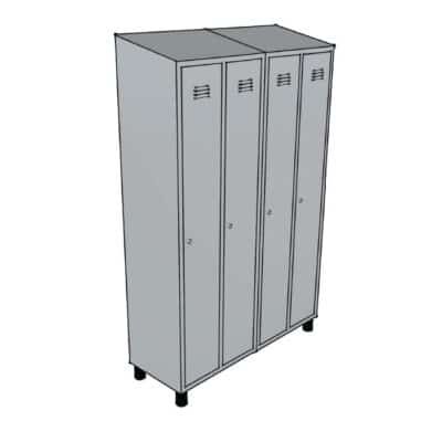 Ερμάριο προσωπικού ανοξείδωτο με κεκλιμένη οροφή και 1 σειρά πόρτες.