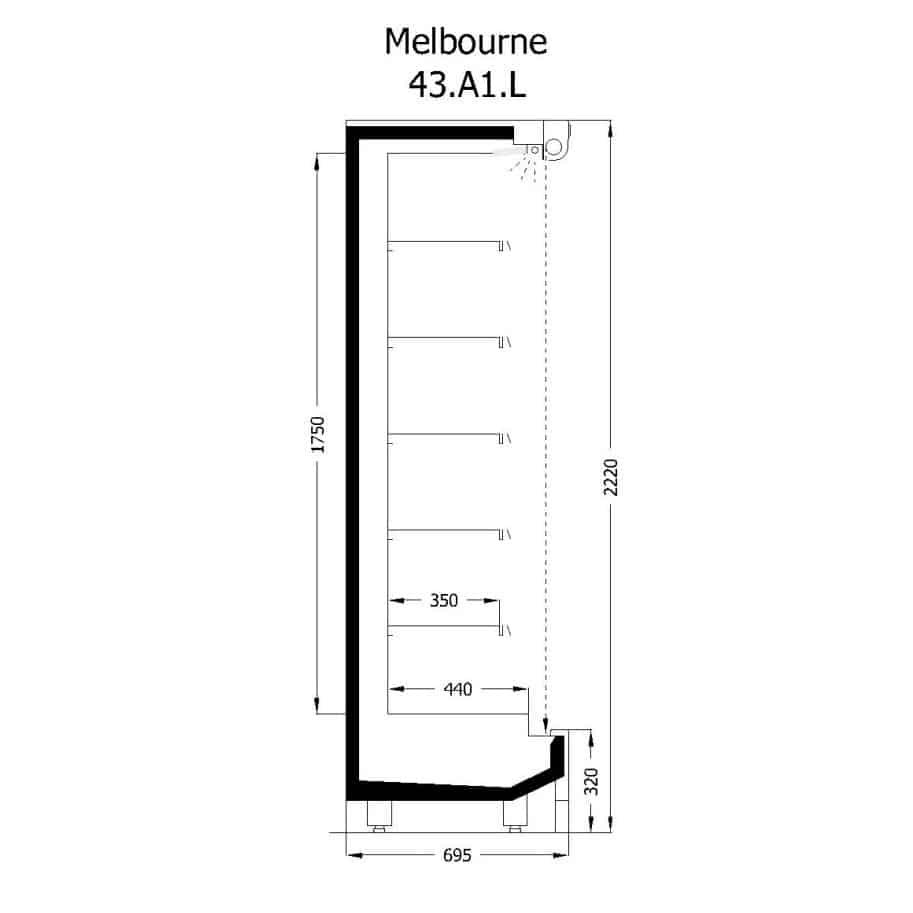 Ψυγείο Self Service ύψος 2,22μ. με υποδομή για απομακρυσμένο ψυκτικό μηχάνημα, με κουρτίνα νυκτός, Melbourne, Inanc - Image 3