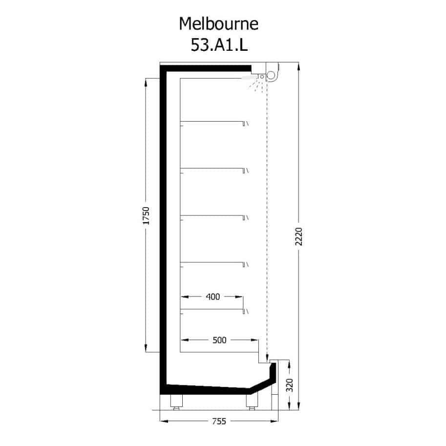 Ψυγείο Self Service ύψος 2,22μ. με υποδομή για απομακρυσμένο ψυκτικό μηχάνημα, με κουρτίνα νυκτός, Melbourne, Inanc - Image 4