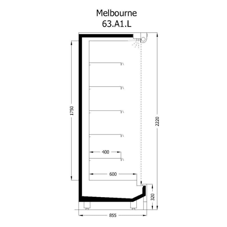 Ψυγείο Self Service ύψος 2,22μ. με υποδομή για απομακρυσμένο ψυκτικό μηχάνημα, με κουρτίνα νυκτός, Melbourne, Inanc - Image 5