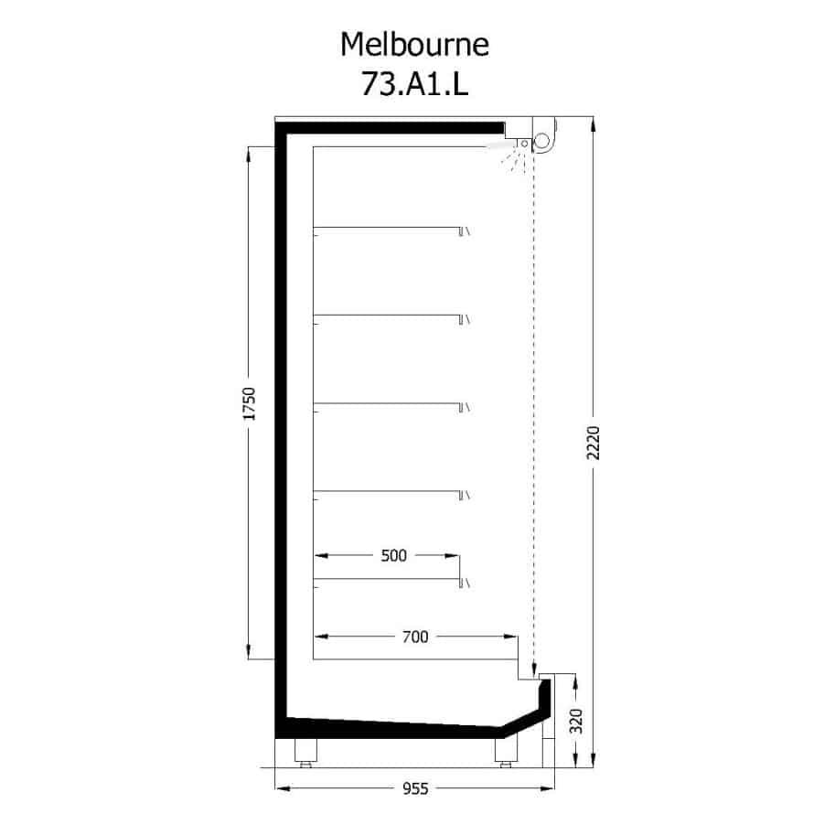 Ψυγείο Self Service ύψος 2,22μ. με υποδομή για απομακρυσμένο ψυκτικό μηχάνημα, με κουρτίνα νυκτός, Melbourne, Inanc - Image 6