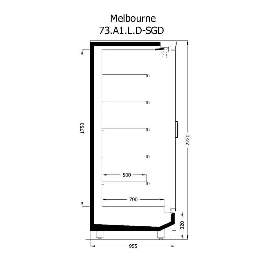 Ψυγείο Self Service ύψος 2,22μ. με υποδομή για απομακρυσμένο ψυκτικό μηχάνημα, με συρόμενες πόρτες, Melbourne SDG-L, Inanc - Image 4