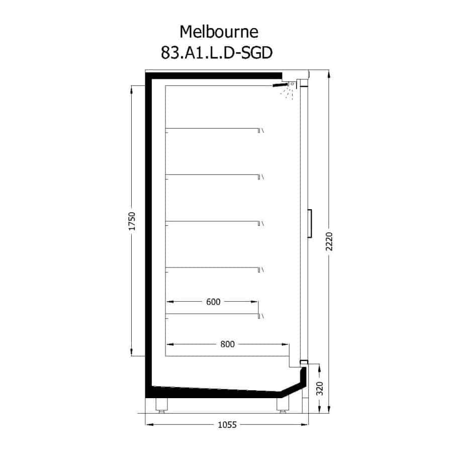 Ψυγείο Self Service ύψος 2,22μ. με υποδομή για απομακρυσμένο ψυκτικό μηχάνημα, με συρόμενες πόρτες, Melbourne SDG-L, Inanc - Image 3