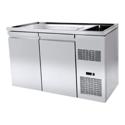 Ψυγείο πάγκος μπύρας keg cooler με 2 πόρτες και 1 γούρνα δεξιά PA-GE-157R1 με ενσωματωμένο ψυκτικό μηχάνημα Niki Inox