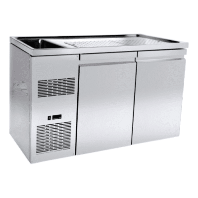 Ψυγείο πάγκος μπύρας keg cooler με 2 πόρτες και 1 γούρνα αριστερά PA-GE-157L1 με ενσωματωμένο ψυκτικό μηχάνημα Niki Inox