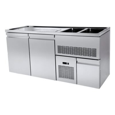 Ψυγείο πάγκος μπύρας keg cooler με 2 πόρτες και 2  γούρνες δεξιά PA-GE-200R2 με ενσωματωμένο ψυκτικό μηχάνημα Niki Inox