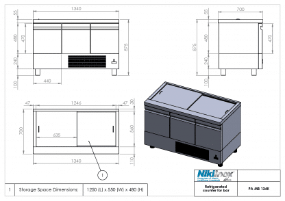 Ψυγείο πάγκος μπουκαλιέρα - φετιέρα με 3 πόρτες PA-MB-134K Niki Inox - Image 2