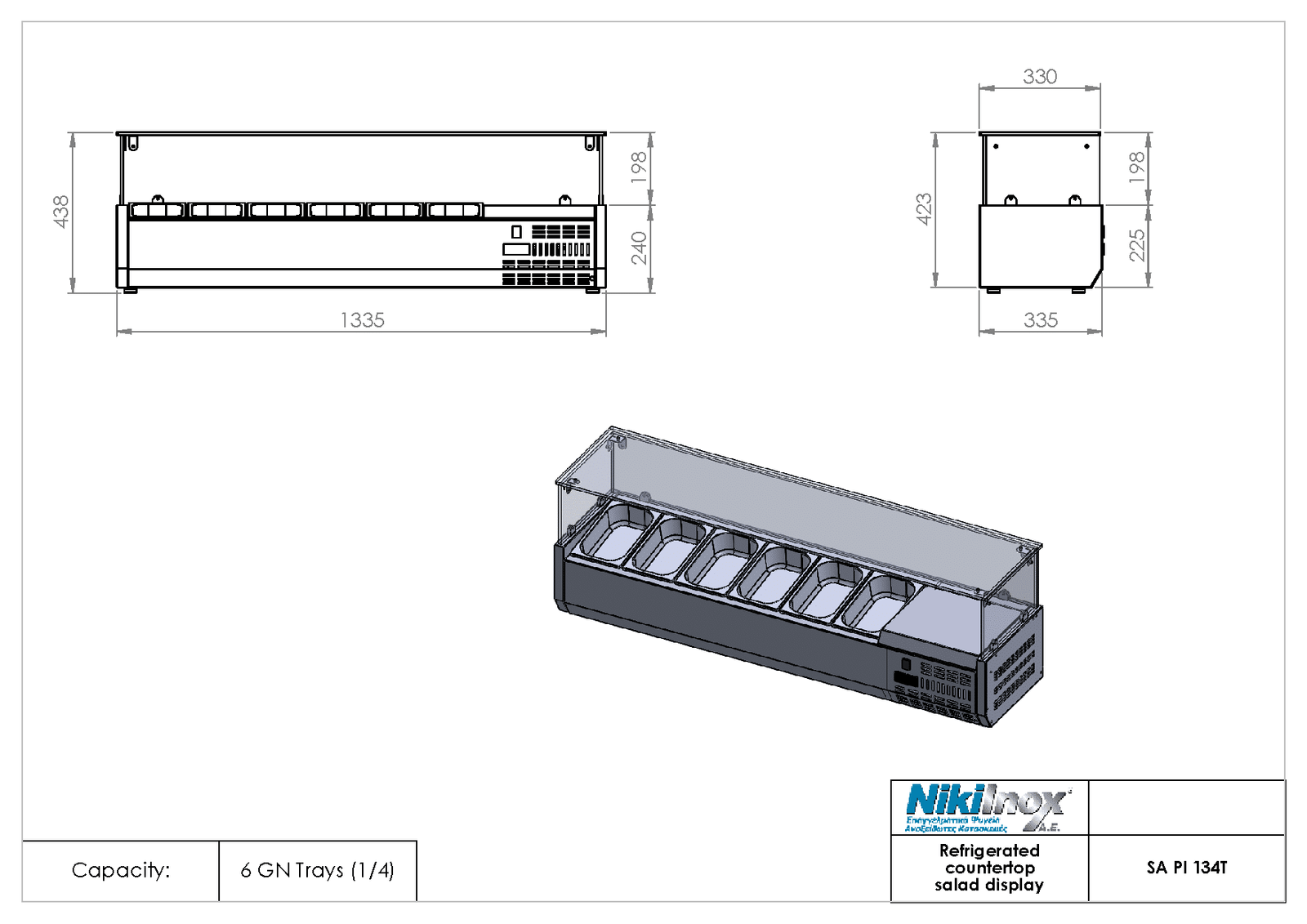 Επιτραπέζιο ψυγείο προετοιμασίας για 6 λεκανάκια GN1/4 SAPI-134T Niki Inox - Image 2