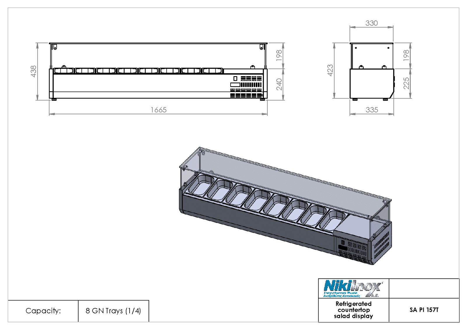 Επιτραπέζιο ψυγείο προετοιμασίας για 7 λεκανάκια GN1/4 SAPI-157T Niki Inox - Image 2