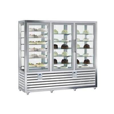 Τριπλή όρθια βιτρίνα παγωτού σειρά QGL Quadro (-15/-25) QGL-1300 S/S/S Silfer