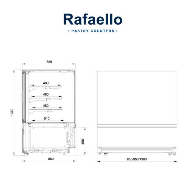 Θερμή βιτρίνα C-1 RF 90/GR Rafaello GR με 3 ρυθμιζόμενα ράφια JUKA - Image 2