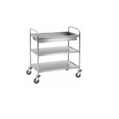 Service trolley ανοξείδωτο 3 ραφιών - πάνω ράφι βαθύ 10εκ RNT