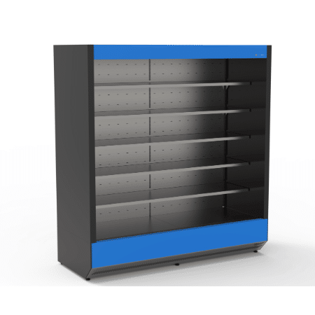 Ψυγείο Self Service ύψος 2,15μ. με υποδομή για απομακρυσμένο ψυκτικό μηχάνημα, με κουρτίνα νυκτός και τυφλά πλαϊνά, SS, Sari - Image 2