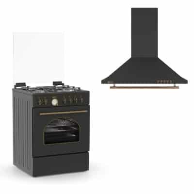 Σετ Rustic ανθρακί - κουζίνα μικτή, απορροφητήρας, Thermogatz