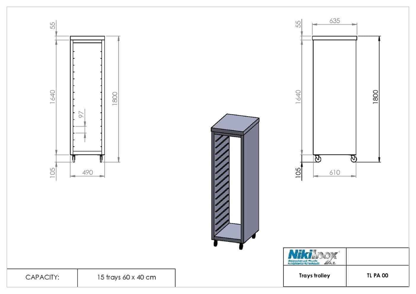Tρόλευ για 10 ταψιά 60x40εκ. TL-PA-00 - Image 2